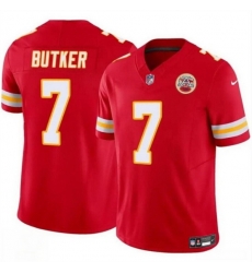 Men Kansas City Chiefs 7 Harrison Butker Red 2024 F U S E Vapor Untouchable Limited Stitched Football Jersey