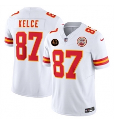 Men Kansas City Chiefs 87 Travis Kelce White 2025 F U S E John Madden Patch Vapor Untouchable Limited Stitched Football Jersey Men Kansas City Chiefs 87 Travis Kelce White 2025 F U S E John Madden Patch Vapor Untouchable Limited Stitched Football Jersey