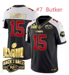 Men kansas City Chiefs Harrison Butker #7 Super Bowl LVIII Back 2 Back Gold Patch Vapor Jersey