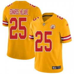 Nike Chiefs 25 Clyde Edwards Helaire Gold Men Stitched NFL Limited Inverted Legend Jersey