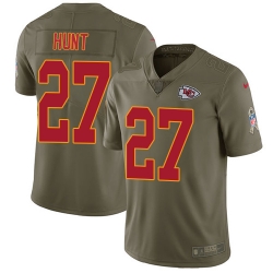 Nike Chiefs #27 Kareem Hunt Olive Mens Stitched NFL Limited 2017 Salute to Service Jersey