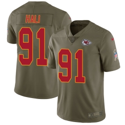 Nike Chiefs #91 Tamba Hali Olive Mens Stitched NFL Limited 2017 Salute to Service Jersey