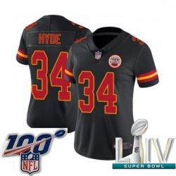 2020 Super Bowl LIV Women Kansas City Chiefs #34 Carlos Hyde Limited Black Rush Vapor Untouchable Football Jersey