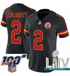 2020 Super Bowl LIV Women Nike Kansas City Chiefs #2 Dustin Colquitt Limited Black Rush Vapor Untouchable NFL Jersey