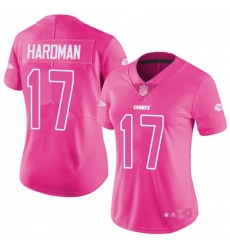 Chiefs #17 Mecole Hardman Pink Women Stitched Football Limited Rush Fashion Jersey