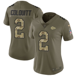 Nike Chiefs #2 Dustin Colquitt Olive Camo Womens Stitched NFL Limited 2017 Salute to Service Jersey