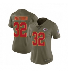 Womens Kansas City Chiefs 32 Tyrann Mathieu Limited Olive 2017 Salute to Service Football Jersey