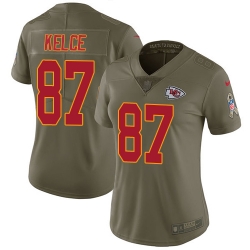 Womens Nike Chiefs #87 Travis Kelce Olive  Stitched NFL Limited 2017 Salute to Service Jersey