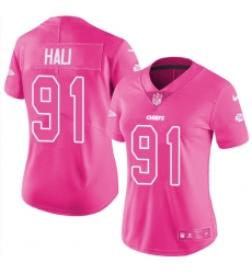 Womens Nike Chiefs #91 Tamba Hali Pink  Stitched NFL Limited Rush Fashion Jersey