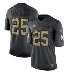 Nike Chiefs #25 Jamaal Charles Black Youth Stitched NFL Limited 2016 Salute to Service Jersey