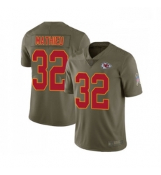 Youth Kansas City Chiefs 32 Tyrann Mathieu Limited Olive 2017 Salute to Service Football Jersey