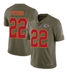 Youth Nike Chiefs #22 Marcus Peters Olive Stitched NFL Limited 2017 Salute to Service Jersey