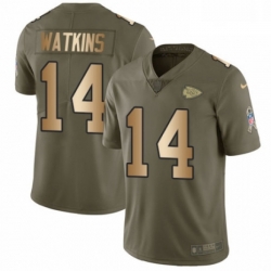 Youth Nike Kansas City Chiefs 14 Sammy Watkins Limited OliveGold 2017 Salute to Service NFL Jersey