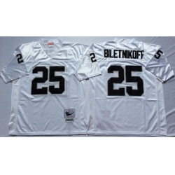 Men Las Vegas Raiders 25 Fred Biletnikoff White M&N Throwback Jersey