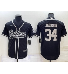 Men Las Vegas Raiders 34 Bo Jackson Black Cool Base Stitched Baseball Jersey