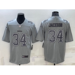 Men Las Vegas Raiders 34 Bo Jackson Grey Atmosphere Fashion Stitched Jersey