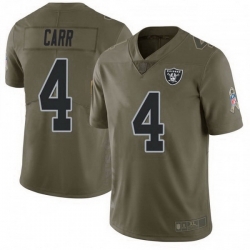 Men Las Vegas Raiders 4 Derek Carr 2017 Green Salute To Service Limited Jersey