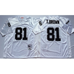 Men Las Vegas Raiders 81 Tim Brown White M&N Throwback Jersey