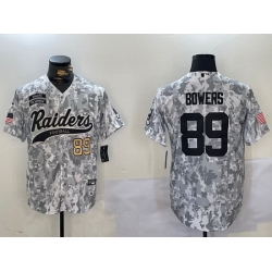 Men Las Vegas Raiders 89 Brock Bowers 2024 Arctic Camo Salute To Service Stitched Baseball Jersey 3