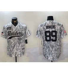 Men Las Vegas Raiders 89 Brock Bowers 2024 Arctic Camo Salute To Service Stitched Baseball Jersey 5