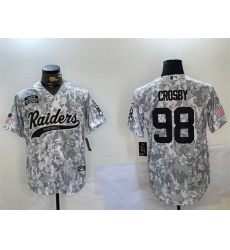 Men Las Vegas Raiders 98 Maxx Crosby 2024 Arctic Camo Salute To Service Stitched Baseball Jersey