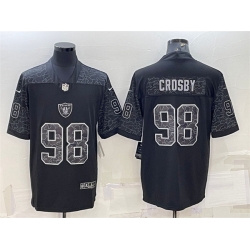 Men Las Vegas Raiders 98 Maxx Crosby Black Reflective Limited Stitched Football Jersey