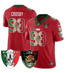 Men Las Vegas Raiders  98 Maxx Crosby Red Mexico F U S E  Vapor Stitched Football Jersey