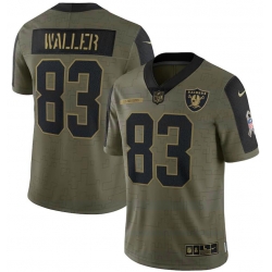 Men Las Vegas Raiders Darren Waller 83 Nike Olive 2021 Salute To Service Limited Jersey