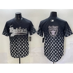 Men Las Vegas Raiders Team Big Logo Black Limited Stitched Baseball Jersey