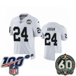 Men Oakland Raiders #24 Johnathan Abram White 60th Anniversary Vapor Untouchable Limited Player 100th Season Football Jersey