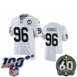 Men Oakland Raiders #96 Clelin Ferrell White 60th Anniversary Vapor Untouchable Limited Player 100th Season Football Jersey