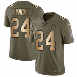 Mens Nike Oakland Raiders 24 Marshawn Lynch Limited OliveGold 2017 Salute to Service NFL Jersey