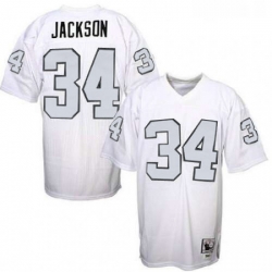 Mitchell And Ness Oakland Raiders 34 Bo Jackson White with Silver No Authentic NFL Jersey