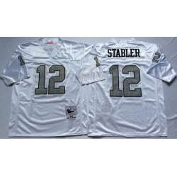 Mitchell And Ness Raiders #12 Ken Stabler White Throwback Stitched NFL Jersey