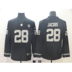 Nike Raiders 28 Josh Jacobs Black Therma Long Sleeve Jersey