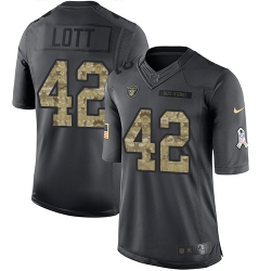 Nike Raiders #42 Ronnie Lott Black Mens Stitched NFL Limited 2016 Salute To Ser