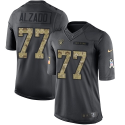 Nike Raiders #77 Lyle Alzado Black Mens Stitched NFL Limited 2016 Salute To Service Jersey