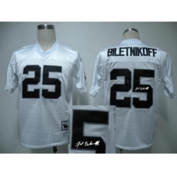 Oakland Raiders 25 Fred Biletnikoff White Throwback M&N Signed NFL Jerseys