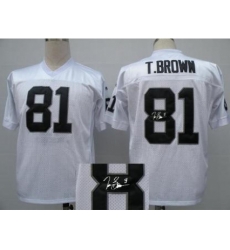 Oakland Raiders 81 T.Brown White Throwback M&N Signed NFL Jerseys