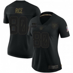 Women Las Vegas Raiders 80 Jerry Rice Black 2020 Salute To Service Limited Jersey