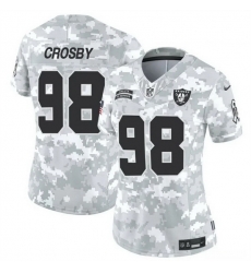 Women Las Vegas Raiders 98 Maxx Crosby 2024 F U S E Arctic Camo Salute To Service Limited Stitched Jersey