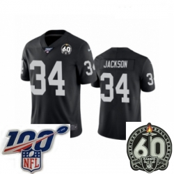 Women Oakland Raiders #34 Bo Jackson Black 60th Anniversary Vapor Untouchable Limited Player 100th Season Football Jersey