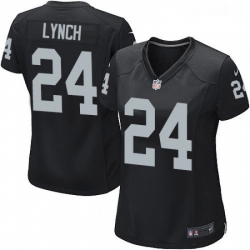 Womens Nike Oakland Raiders 24 Marshawn Lynch Game Black Team Color NFL Jersey