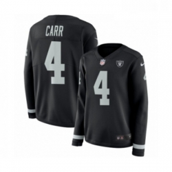 Womens Nike Oakland Raiders 4 Derek Carr Limited Black Therma Long Sleeve NFL Jersey