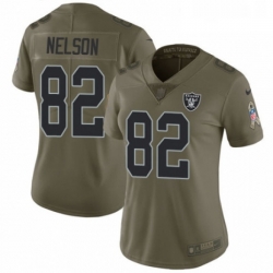 Womens Nike Oakland Raiders 82 Jordy Nelson Limited Olive 2017 Salute to Service NFL Jersey