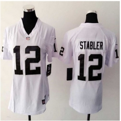 women New Raiders #12 Kenny Stabler White NFL Elite Jersey