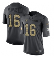 Nike Raiders #16 Jim Plunkett Black Youth Stitched NFL Limited 2016 Salute to Service Jersey