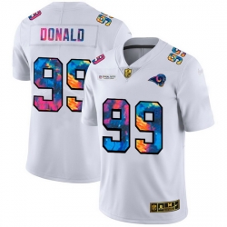 Los Angeles Rams 99 Aaron Donald Men White Nike Multi Color 2020 NFL Crucial Catch Limited NFL Jersey