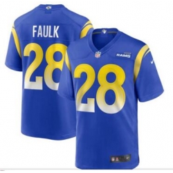 Men Los Angeles Rams 28 Marshall Faulk Blue Yellow Vapor Limited Jersey