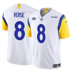 Men Los Angeles Rams 8 Jared Verse White 2024 With Dradt Patch F U S E Vapor Untouchable Stitched Football Jersey